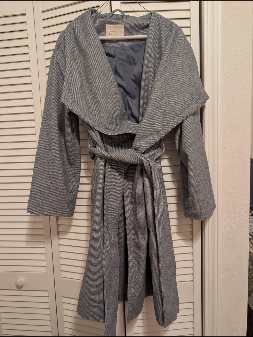 a new day Gray Wrap Trench Coat with Shawl Lapel